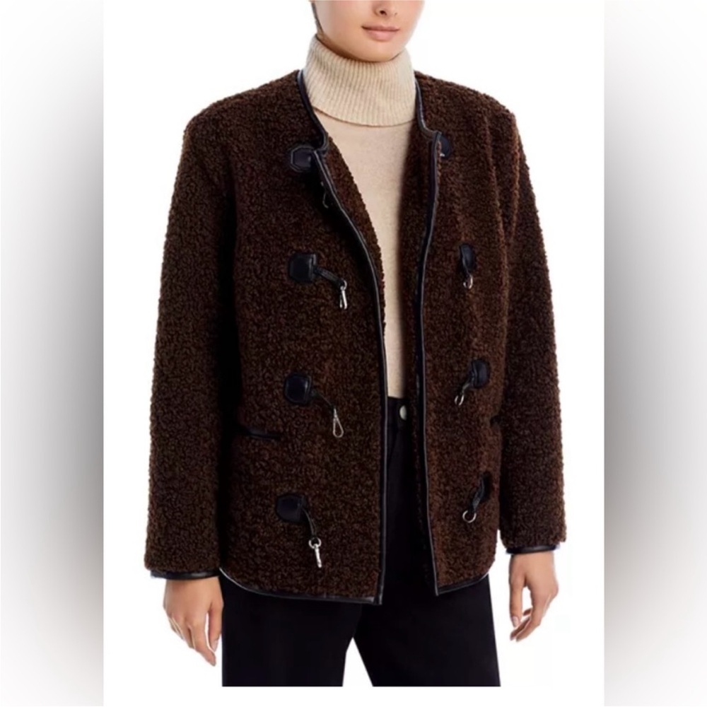 Avec Les Filles faux Sherpa Brown Toggle Jacket